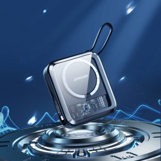 Indukční power banka Joyroom 10000mAh Icy Series 22,5W s vestavěným USB C kabelem černý (JR-L006)