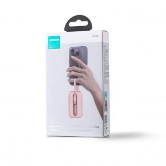 Powerbanka Joyroom 10000mAh Colorful Series 22,5W se 2 vestavěnými USB C a Lightning kabely růžové (JR-L012)