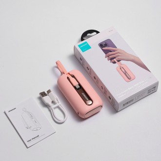 Powerbanka Joyroom 10000mAh Colorful Series 22,5W se 2 vestavěnými USB C a Lightning kabely růžové (JR-L012)