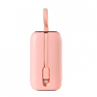 Powerbanka Joyroom 10000mAh Colorful Series 22,5W se 2 vestavěnými USB C a Lightning kabely růžové (JR-L012)