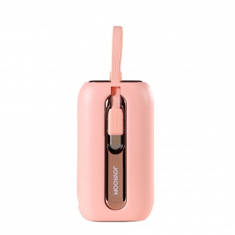 Powerbanka Joyroom 10000mAh Colorful Series 22,5W se 2 vestavěnými USB C a Lightning kabely růžové (JR-L012)