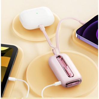 Powerbanka Joyroom 10000mAh Colorful Series 22,5W se 2 vestavěnými USB C a Lightning kabely růžové (JR-L012)