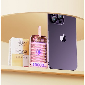Powerbanka Joyroom 10000mAh Colorful Series 22,5W se 2 vestavěnými USB C a Lightning kabely růžové (JR-L012)