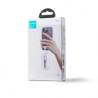 Powerbanka Joyroom 10000mAh Colorful Series 22,5W se 2 vestavěnými USB C a Lightning kabely bílá (JR-L012)