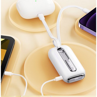 Powerbanka Joyroom 10000mAh Colorful Series 22,5W se 2 vestavěnými USB C a Lightning kabely bílá (JR-L012)