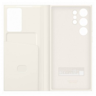 Pouzdro na peněženku Samsung Smart View pro Samsung Galaxy S23 Ultra Cover with Smart Flip Window Card Wallet Cream (EF-ZS918CUEGWW)