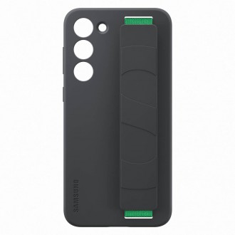 Silikonové pouzdro Samsung Silicon Grip Cover Case pro Samsung Galaxy S23+ silikonové pouzdro s páskem na zápěstí černé (EF-GS916TBEGWW)