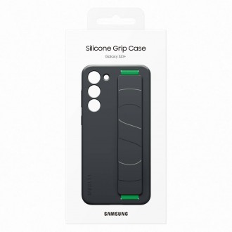 Silikonové pouzdro Samsung Silicon Grip Cover Case pro Samsung Galaxy S23+ silikonové pouzdro s páskem na zápěstí černé (EF-GS916TBEGWW)