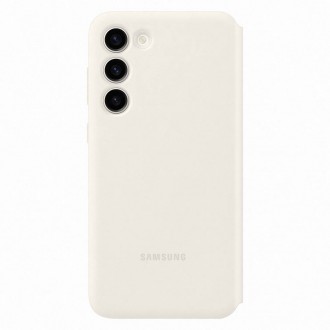 Pouzdro na peněženku Samsung Smart View pro Samsung Galaxy S23+ Cover with Smart Flip Window Card Wallet Cream (EF-ZS916CUEGWW)