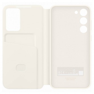 Pouzdro na peněženku Samsung Smart View pro Samsung Galaxy S23+ Cover with Smart Flip Window Card Wallet Cream (EF-ZS916CUEGWW)