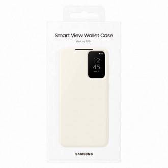 Pouzdro na peněženku Samsung Smart View pro Samsung Galaxy S23+ Cover with Smart Flip Window Card Wallet Cream (EF-ZS916CUEGWW)
