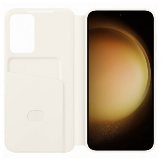 Pouzdro na peněženku Samsung Smart View pro Samsung Galaxy S23+ Cover with Smart Flip Window Card Wallet Cream (EF-ZS916CUEGWW)