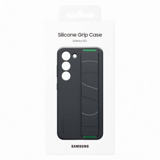 Silikonový kryt Samsung Silicon Grip Cover Case pro Samsung Galaxy S23 silikonový kryt s páskem na zápěstí černý (EF-GS911TBEGWW)