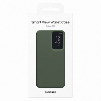 Pouzdro Samsung Smart View Wallet pro Samsung Galaxy S23 Case with Smart Flip Window Card Wallet khaki (EF-ZS911CGEGWW)