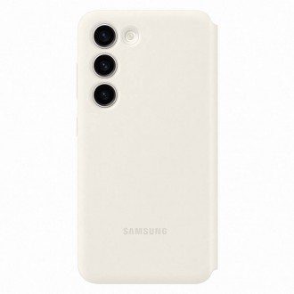 Pouzdro na peněženku Samsung Smart View pro Samsung Galaxy S23 Cover with Smart Flip Window Card Wallet Cream (EF-ZS911CUEGWW)