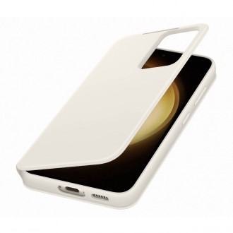 Pouzdro na peněženku Samsung Smart View pro Samsung Galaxy S23 Cover with Smart Flip Window Card Wallet Cream (EF-ZS911CUEGWW)