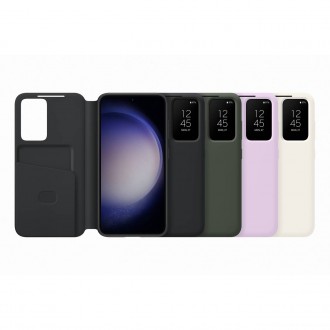 Pouzdro na peněženku Samsung Smart View pro Samsung Galaxy S23 Cover with Smart Flip Window Card Wallet Cream (EF-ZS911CUEGWW)