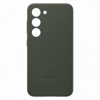 Pouzdro Samsung Leather Cover pro Samsung Galaxy S23 pouzdro z přírodní kůže zelené (EF-VS911LGEGWW)