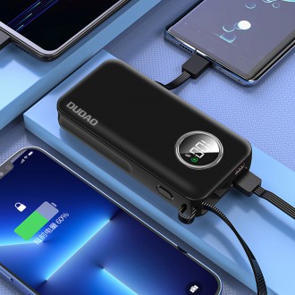 Dudao powerbanka 10000mAh USB-A / USB-C 22,5W s vestavěným Lightning kabelem a USB-C bílý (K15sW)