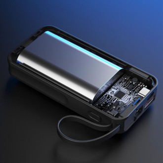 Dudao powerbanka 10000mAh USB-A / USB-C 22,5W s vestavěným Lightning kabelem a USB-C bílý (K15sW)