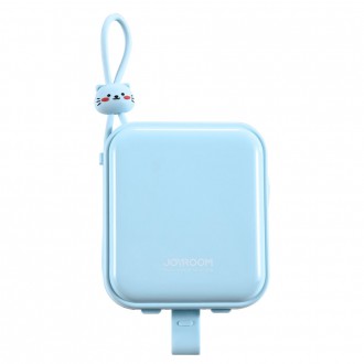 Powerbanka Joyroom s USB C a Lightning kabely a stojanem Cutie Series 10000mAh 22,5W modrá (JR-L008)