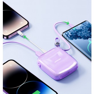 Powerbanka Joyroom 10000mAh Jelly Series 22,5W s vestavěným USB C kabelem fialová (JR-L002)