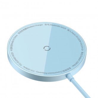 Baseus Simple Mini3 magnetická nabíječka MagSafe Qi 15W modrá