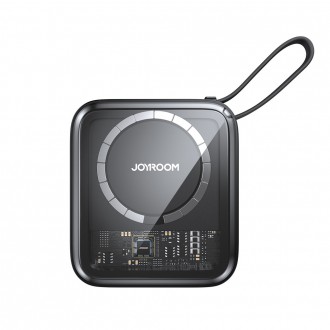 Indukční power banka Joyroom 10000mAh Icy Series 22,5W s vestavěným Lightning kabelem černý (JR-L007)