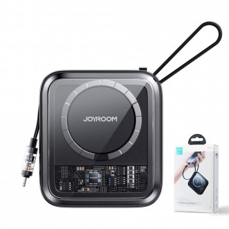 Indukční power banka Joyroom 10000mAh Icy Series 22,5W s vestavěným Lightning kabelem černý (JR-L007)