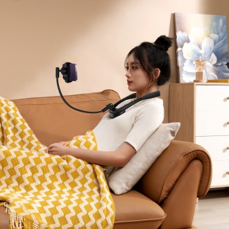 Univerzální držák na krk Baseus ComfortJoy Series, stojan na telefon černý (LUGB000001)