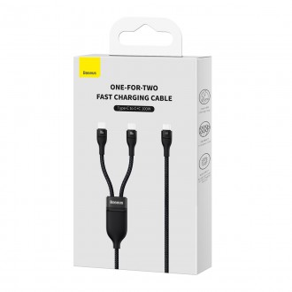 Baseus Flash Series Ⅱ Kabel pro rychlé nabíjení 2v1 USB-C – 2xUSB-C 100W 1,5m černý