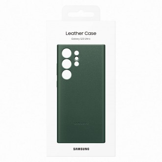 Pouzdro Samsung Leather Cover pro Samsung Galaxy S23 Ultra pouzdro z přírodní kůže zelené (EF-VS918LGEGWW)