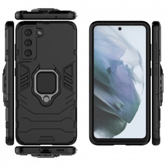 Ring Armor Case Kickstand Tough Rugged Cover for Samsung Galaxy S21 FE black