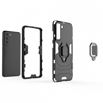 Ring Armor Case Kickstand Tough Rugged Cover for Samsung Galaxy S21 FE black