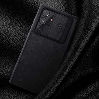 Nillkin Qin Leather Pro Case Case For Samsung Galaxy S22 Ultra Camera Protector Holster Cover Flip Cover Black