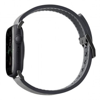 UNIQ pasek Straden Apple Watch Series 4/5/6/7/8/SE/SE2/Ultra 42/44/45mm. Leather Hybrid Strap grey/szary