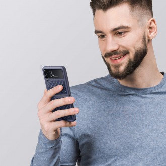 Dux Ducis Venice Leather Case for Samsung Galaxy Z Flip 3 Genuine Leather Blue