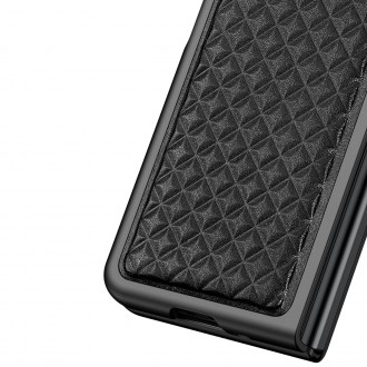 Dux Ducis Venice Leather Case for Samsung Galaxy Z Fold 3 Genuine Leather Cover Black