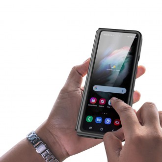 Dux Ducis Venice Leather Case for Samsung Galaxy Z Fold 3 Genuine Leather Cover Black
