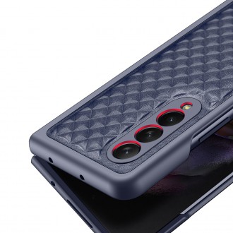 Dux Ducis Venice Leather Case for Samsung Galaxy Z Fold 3 Genuine Leather Cover Blue