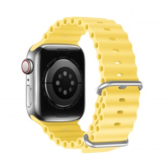 Dux Ducis Strap Watch Strap 8 / 7 / 6 / 5 / 4 / 3 / 2 / SE (41 / 40 / 38mm) Silicone Band Bracelet Yellow (OceanWave Version)