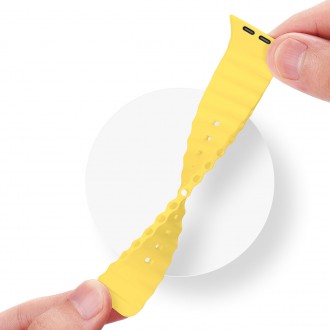 Dux Ducis Strap Watch Strap 8 / 7 / 6 / 5 / 4 / 3 / 2 / SE (41 / 40 / 38mm) Silicone Band Bracelet Yellow (OceanWave Version)