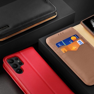 Dux Ducis Hivo pouzdro pro Samsung Galaxy S23 Ultra Flip Cover Wallet Standing RFID Blocking Brown