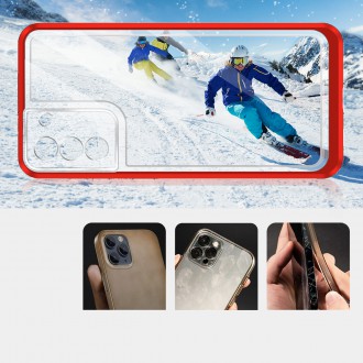 Čiré pouzdro 3v1 pro Samsung Galaxy S23+ silikonový kryt s rámečkem červený