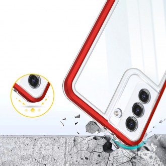 Čiré pouzdro 3v1 pro Samsung Galaxy S23+ silikonový kryt s rámečkem červený