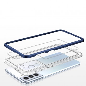 Čiré pouzdro 3v1 pro silikonový kryt Samsung Galaxy S23+ s rámečkem modrý