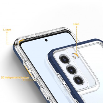 Čiré pouzdro 3v1 na silikonový kryt Samsung Galaxy S23 s rámečkem modrý
