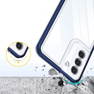 Čiré pouzdro 3v1 na silikonový kryt Samsung Galaxy S23 s rámečkem modrý