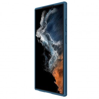 Nillkin Super Frosted Shield Pro pro pancéřové pouzdro Samsung Galaxy S23 Ultra + stojánek na telefon modrý