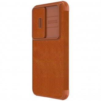 Nillkin Qin Leather Pro Case pro Samsung Galaxy S23+ flip cover kryt fotoaparátu hnědý